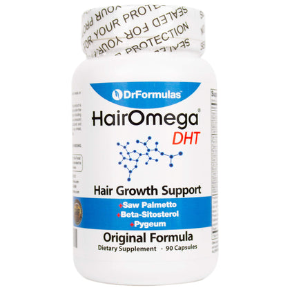 DrFormulas Original Hair Vitamins Without Biotin | HairOmega DHT Blocker | Hair Growth Supplement Pills, 45 Day Supply