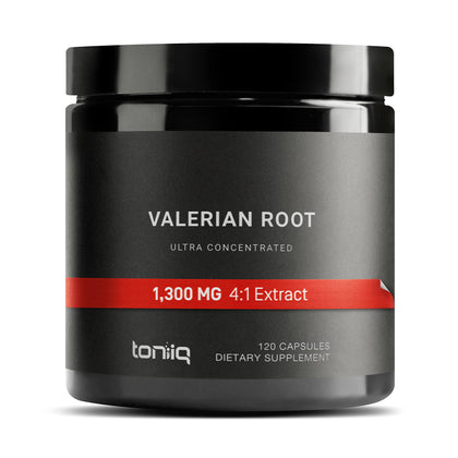 Toniiq Ultra High Strength Valerian Root Capsules - 1,300mg 4X Concentrated Extract - Highly Concentrated and Bioavailable - 120 Capsules