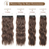 REECHO Hair Extensions, 4PCS Clip in Hair Extensions HE001 Natural Soft Synthetic Hairpiaeces for Women, Light Brown