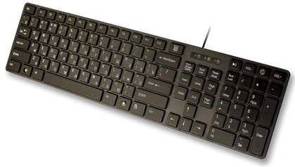 USB Keyboard with Russian English (Cyrillic) Letters/Characters- Full Size Slim Desktop Design