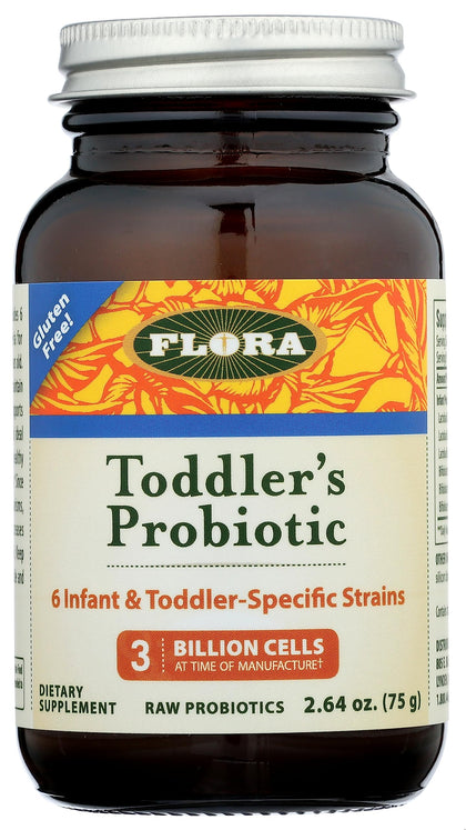 Flora - Toddler's Blend Probiotic, 3 Billion CFU RAW, Six-Infant & Toddler Specific Strains, Lactobacillus, Taste-Free, Dissolves Easy, Aids Constipation and Immunity, 2.64-oz. Powder