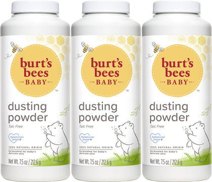 Burt's Bees Baby Powder, Hypoallergenic Dusting Powder, Non-Irritating, Calming Skin Care, All Natural, Talc Free,7.5 Ounce (Pack of 3)