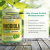 Natural Rhodiola Rosea Supplement - 120 CAPS 500mg, 3% Rosavins 1% Salidroside, Full 4-Month Supply, Bioperine Enhanced Absorbtion, Mood, Focus, and Brain Booster, Clarity & Stress Support