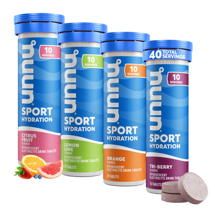 Nuun Sport Electrolyte Tablets for Proactive Hydration, Mixed Citrus Berry Flavors, 4 Pack (40 Servings)