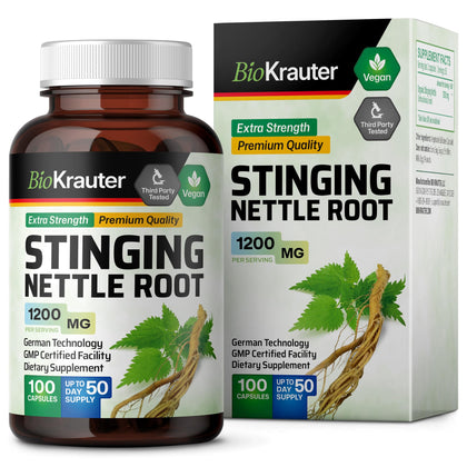 Stinging Nettle Capsules - Natural Urinary Tract & Overall Health Support - Organic Nettle Root Powder (Urtica Dioica) 1800 mg - 100 Vegan Pills - Non GMO