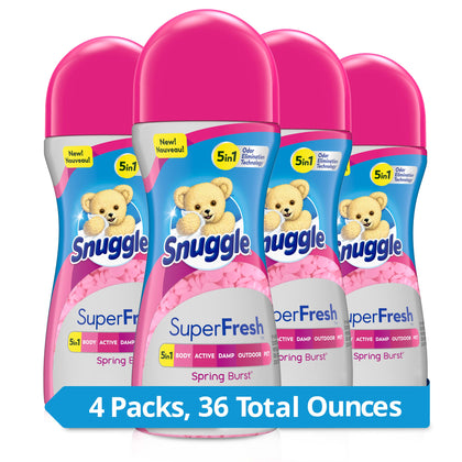 Snuggle Scent Shakes In-Wash Scent Booster Beads, SuperFresh Spring Burst, 9 Ounces, Pack of 4