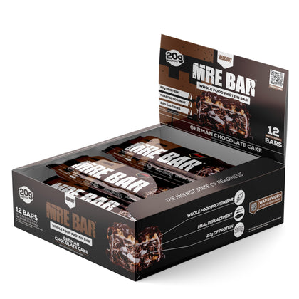 REDCON1 MRE Protein Bar, German Chocolate Cake - Contains MCT Oil + 20g of Whole Food Protein - Easily Digestible, Macro Balanced Low Sugar Meal Replacement Bar (12 Bars)