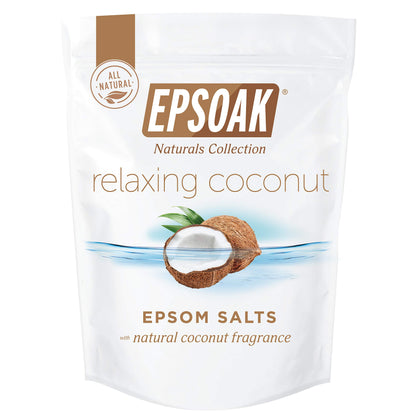 Epsoak Epsom Salt 2 lb. Magnesium Sulfate USP. (Qty. 1 x 2lb. Bag), Natural Coconut Scented, Resealable Epsom Salt Bag, Made in The USA, Cruelty-Free Certified