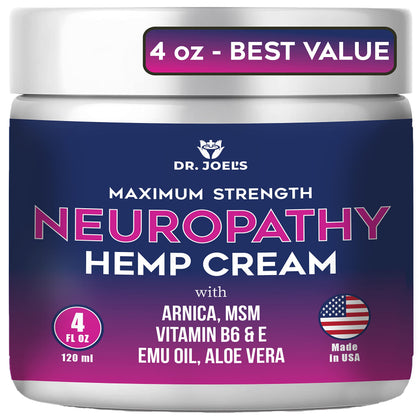 Dr. JOEL'S Neuropathy Cream - Maximum Strength Nerve Relief Cream for Feet, Hands, Legs- 4 OZ Large - Made in USA