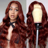 Reddish Brown Lace Front Wigs 12A Body Wave Human Hair Wigs for Women 13X4 HD Transparent Lace Front Wig 180% Density Brazilian Virgin Human Hair Wig Pre Plucked with Baby Hair Glueless Wigs 22 Inch