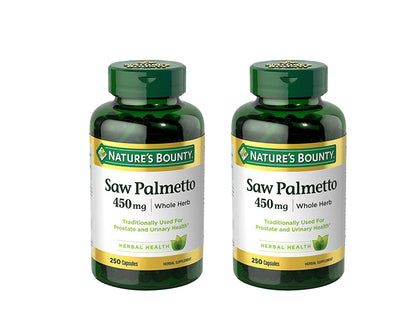 Nature's Bounty Saw Palmetto 450 mg Capsules 250 ea (Pack of 2)