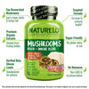 NATURELO Mushroom Supplement - Brain & Immune Health Blend with Lions Mane, Reishi, Turkey Tail - 90 Vegan Friendly Capsules