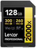 Lexar 128GB Professional 2000x SDXC Memory Card, UHS-II, C10, U3, V90, Full-HD & 8K Video, Up To 300MB/s Read, for DSLR, Cinema-Quality Video Cameras (LSD2000128G-BNNNU)