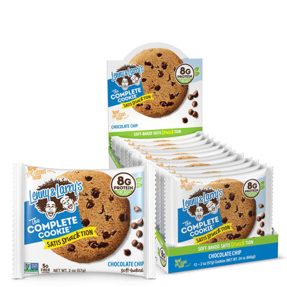 Lenny & Larry's The Complete Cookie Snack Size, Chocolate Chip, Soft Baked, 8g Plant Protein, Vegan, Non-GMO 2 Ounce Cookie (Pack of 12)