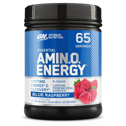 Optimum Nutrition Amino Energy - Pre Workout with Green Tea, BCAA, Amino Acids, Keto Friendly, Green Coffee Extract, Energy Powder - Blue Raspberry, 65 Servings (Packaging May Vary) (expiry 30/11/2025)