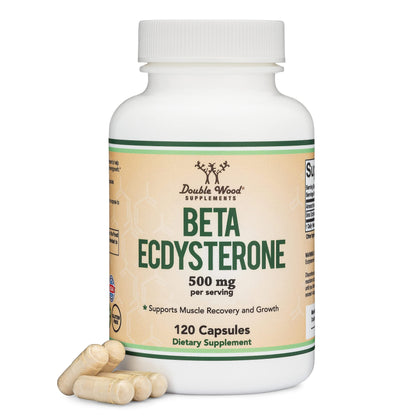 Beta Ecdysterone Supplement - 500mg Per Serving (120 Capsules, 60 Servings) Powerful Plant Anabolic to Support Men's Health (Non-GMO and Gluten Free) by Double Wood