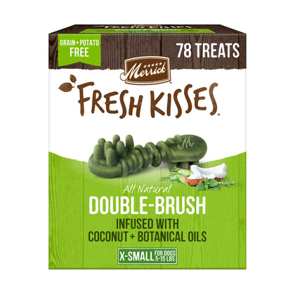 Merrick Fresh Kisses Natural Dental Chews Infused With Coconut And Botanical Oils For Tiny Dogs 5-15 Lbs - 78 ct. Box