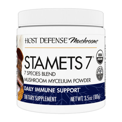 Host Defense Stamets 7 Mushroom Powder - 7 Species Blend - Mushroom Supplement for Immune Support with Royal Sun Blazei, Cordyceps, Reishi, Maitake, Lion's Mane, Chaga & Mesima - 3.5 oz (66 Servings)*