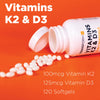 TransformHQ Vitamin K2 (MK7) (100mcg) + Vitamin D3 (5000 IU) 120 Softgels - Gluten Free and Non-GMO