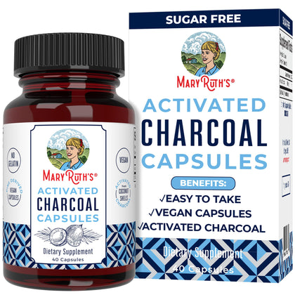 MaryRuth Organics Activated Charcoal Capsules | Supplement for Natural Detoxification | Alleviates Gas | Derived from Coconut Shells | Vegan | Non-GMO | Gluten Free | 40 Count