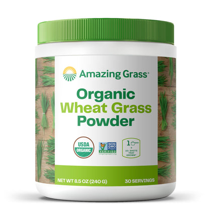 Amazing Grass Wheat Grass Powder: 100% Whole-Leaf Wheat Grass Powder for Energy, Detox & Immunity Support, Chlorophyll Providing Greens, 30 Servings