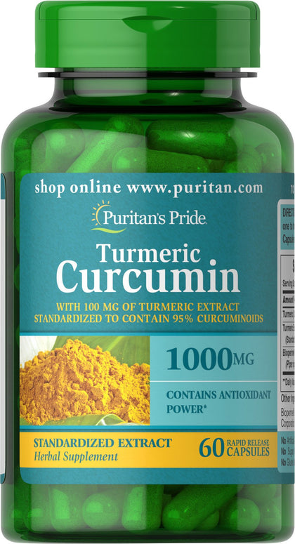 Puritan's Pride Turmeric Curcumin 1000 Mg W/Bioperine Capsules, 60 Count