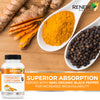 Renew Actives Turmeric Curcumin + Black Pepper - Digestive Aid, Promotes Liver Health - Wound Care - Health & Wellness Boost - 120 Capsules