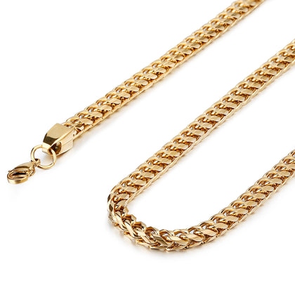 fibo steel 6mm curb chain necklace for men stainless steel biker punk style 24.0 inches gold