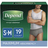 Depend FIT-FLEX Incontinence Underwear for Men, Maximum Absorbency, Disposable, Small/Medium, Grey, 19 Count (Pack of 1)