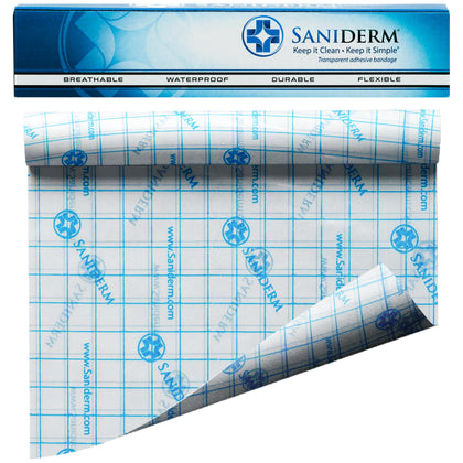 Saniderm Tattoo Aftercare Bandage (Personal Roll, 10.2 in x 2 yd) - Convenient, Faster Tattoo Healing and Protection - Sterile, Waterproof, and Latex-Free