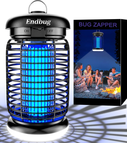 endbug bug zapper, bug zapper outdoor indoor with led light, electric mosquito zapper fly zapper, waterproof mosquito killer insect zapper fly trap for outside patio garden backyard home, plug in 120v