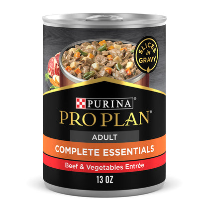 Purina Pro Plan High Protein Dog Food Gravy, Slices in Gravy Beef and Vegetables Entree - (Pack of 12) 13 oz. Cans