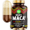 Maju Superfoods 4-in-1 Maca Root Capsules, Organic Black, Yellow & Red Roots w Black Pepper Extract for Absorption (120 ct) | Peru Product, Peruvian Powder, Men & Women Supplement, 60,000 mg