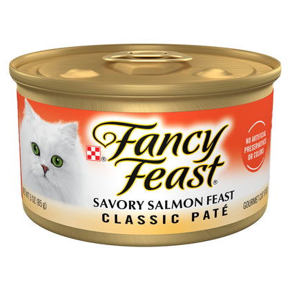 Purina Fancy Feast Salmon Feast Classic Grain Free Wet Cat Food Pate - 3 Ounce Cans (Pack of 24)