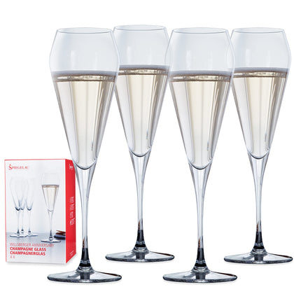 Spiegelau Willsberger Champagne Wine Glasses, Set of 4, European-Made Lead-Free Crystal, Classic Stemmed, Dishwasher Safe, Professional Quality Wine Glass Gift Set, 8.5 oz