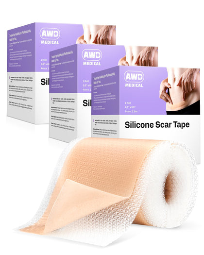 AWD Silicone Scar Sheets for Surgical Scars - Silicone Scar Tape for C Section, Tummy Tuck Tape, Keloid Treatment - Silicone Skin Patches After Surgery Must Haves (1.6