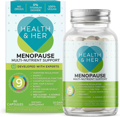 Health & Her Menopause Supplements For Women, Multi-Nutrient, Menopause Support For Women, Menopause Vitamins For Women, Energy, Bones, Muscles, Skin, Hair, Vegan, Gluten-Free, Non GMO (60ct - 1month)