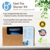 Baraka Handcrafted Ceramic Neti Pot w/Box and 2 oz Mineral Sea Salt Rinse (Blue) - Tool Kit for Home - Relaxing Gifts for Women - Snoring & Saline Solution