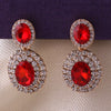 Grace Jun Big Rhinestone Crystal Clip on Earrings Without Piercing for Women Cuff Earrings (Red ear clip)