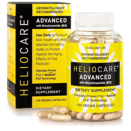 Heliocare Advanced Nicotinamide B3 Supplement: Niacinamide 500mg and Fernblock PLE Extract 240mg Per Serving - Supports Skin Cell Health W/Antioxidant Rich Vitamin B3 Niacin - 120 Vegan Capsules