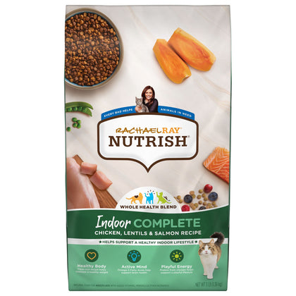 Rachael Ray Nutrish Indoor Complete Premium Natural Dry Cat Food, Chicken with Lentils & Salmon Recipe, 3 Pounds