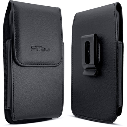 pitau holster for iphone 13 mini, 12 mini, iphone se, iphone 8, 7, 6s, 6 cell phone belt holder case with belt clip, swivel clip pouch cover (fits iphone with protective case on) black