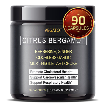 VEGATOT Citrus Bergamot 9500MG *USA Made and Tested* Concentrated Extract with Berberine Garlic Ginger Artichoke Milk Thistle