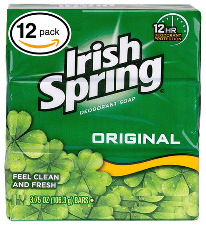 Irish Spring Bath Bar Soap, Original, 3.75 Ounce, 12 Count (Pack of 1)