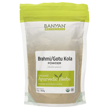 Banyan Botanicals Brahmi/Gotu Kola Powder - Organic Centella Asiatica - Supports Focus, Concentration, Alertness, and a Balanced Sense of Calm* - 1 lb. - Non-GMO Sustainably Sourced Vegan