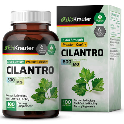 Cilantro Supplement - Organic Cilantro Capsules - Rich Source of Antioxidants - Natural Body Cleansing & Detox - Cilantro Powder 100 Vegan Pills