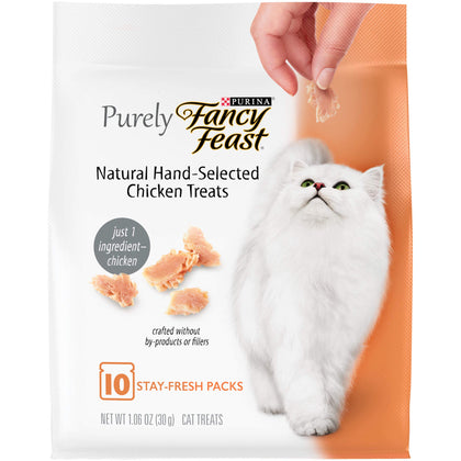 Purina Fancy Feast Purely Natural Hand-Selected Chicken Cat Treats 1.06 Oz. Pouch