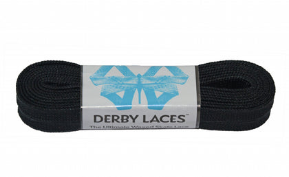 Derby Laces Solid Black - Flat, 10mm wide, for Boots, Skates, Roller Derby, and Hockey Skates (84 Inch / 213 cm)