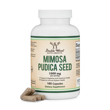 Mimosa Pudica Seed Capsules (180 Capsules, 3 Month Supply) 1000mg, for Digestive Support, by Double Wood