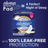 Always Maxi Feminine Pads For Women, Size 5 Extra Heavy Overnight Absorbency, With Wings, Unscented, 20 Count